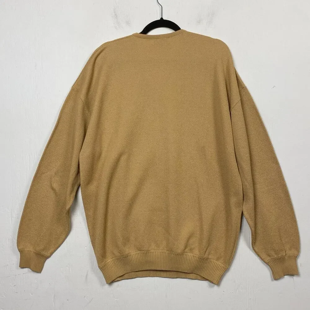 St. Croix Foursome Vintage Gold Beige V-neck Long Sleeve Pullover Size XL Long